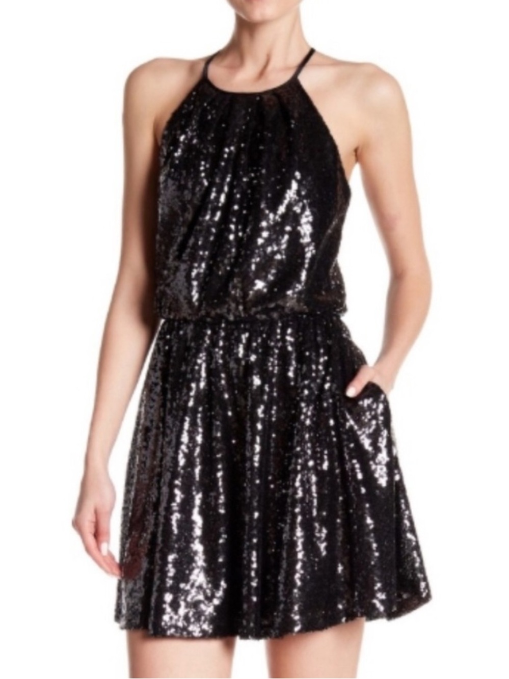 Jay x JAYGODFREY Black Sequin Halter Mini Dress